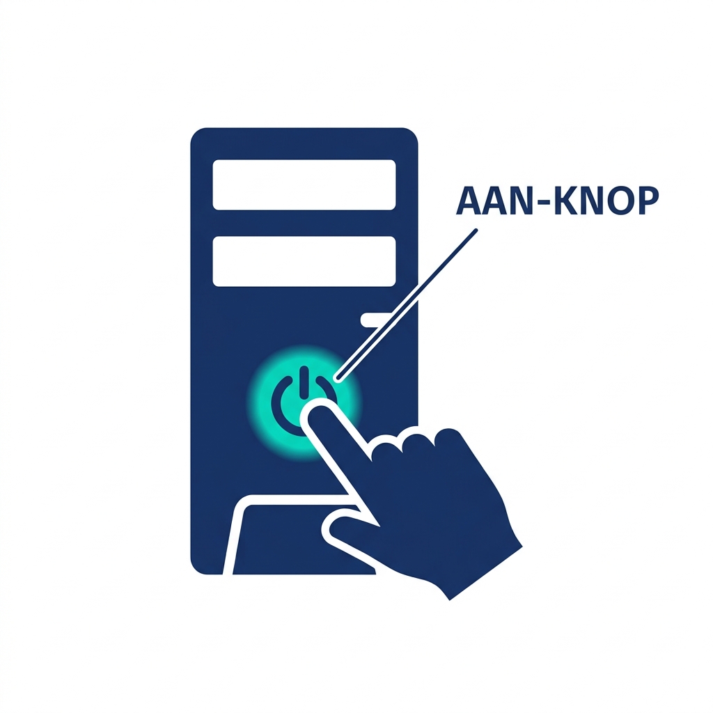 Schermafbeelding bij stap 2 van Computer aan- en uitzetten: Zet de computer weer aan met de aan-knop.