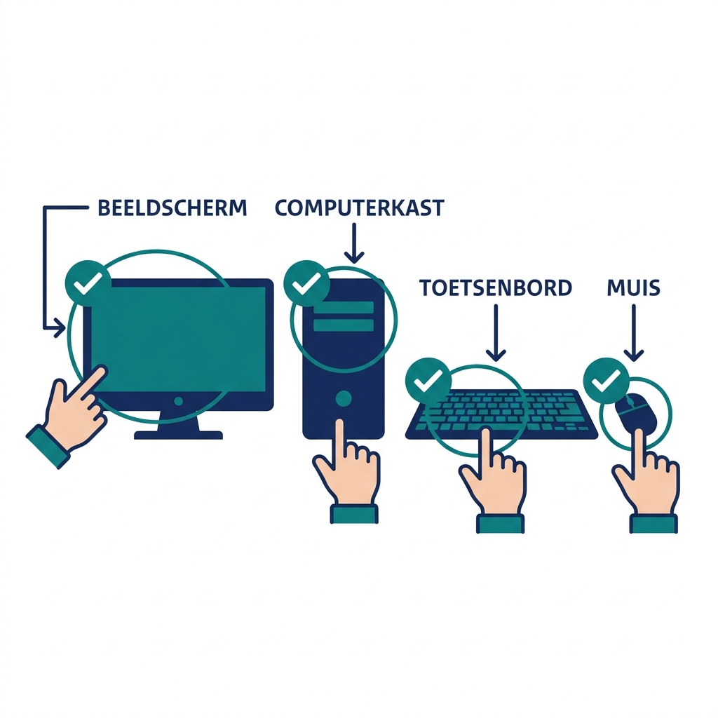 Schermafbeelding bij stap 2 van Wat is een computer?: Wijs de onderdelen aan die u herkent.